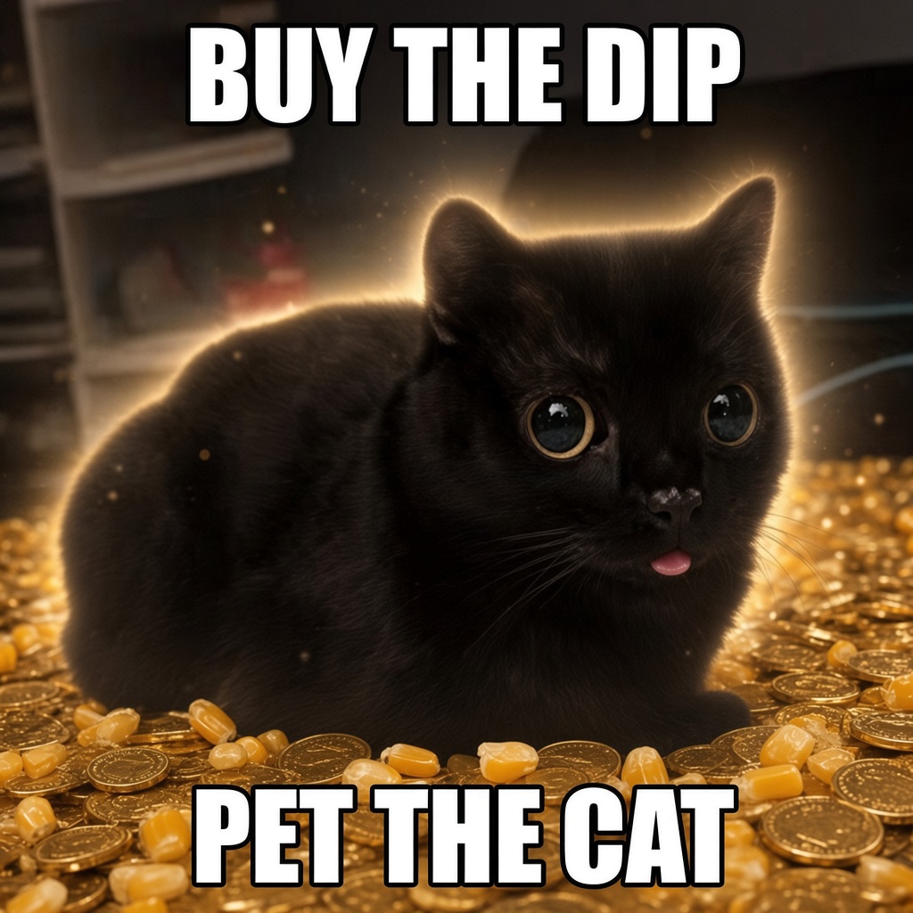 Buy the dip pet the cat meme