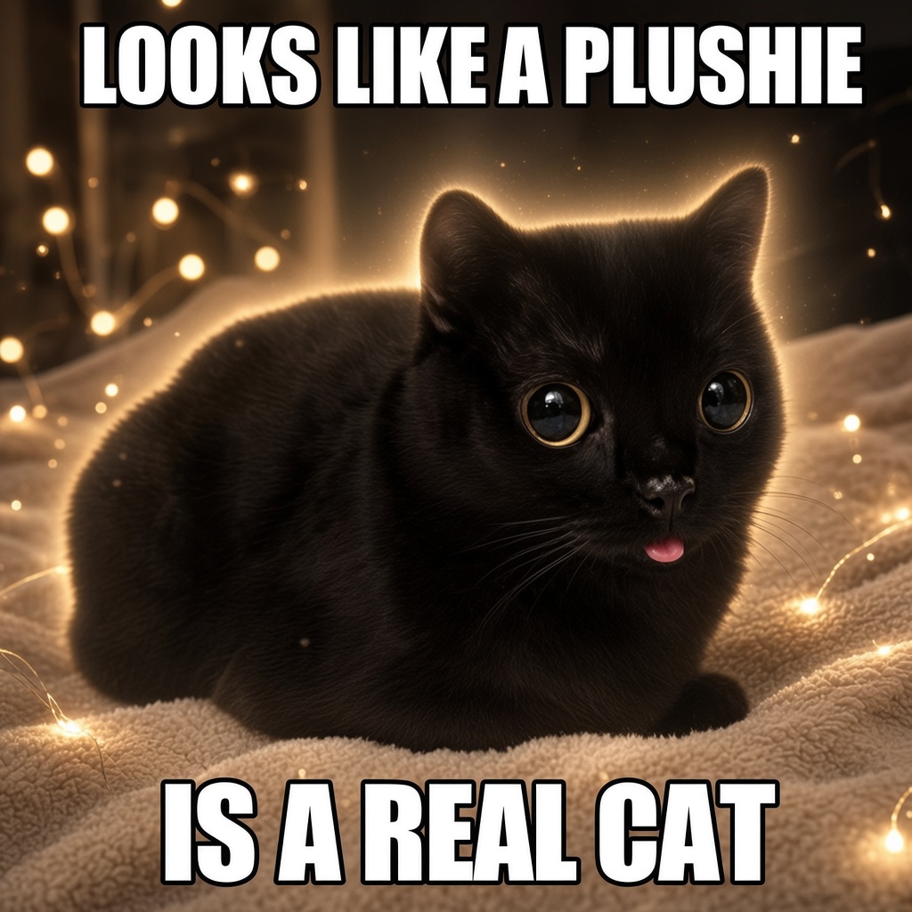 Looks like a plushie is a real cat meme