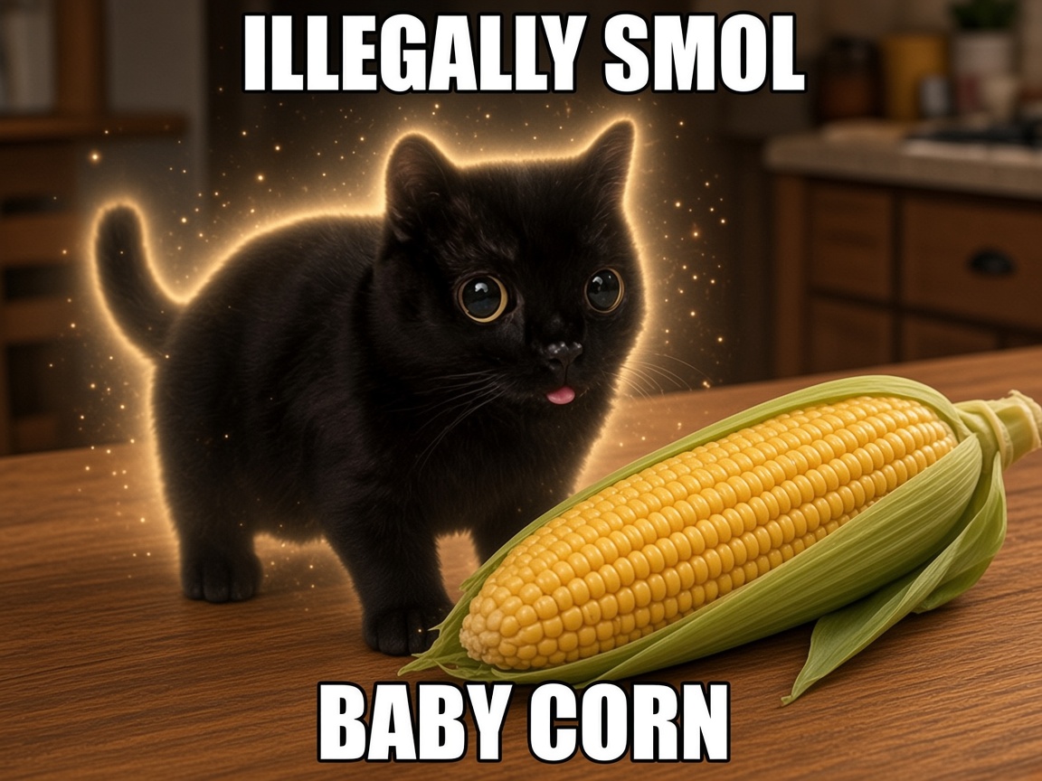 Illegally smol Baby Corn meme
